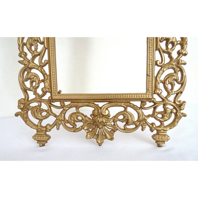 Pair of Antique Picture Photo Frames French Rococo Gilt Cast-Iron For Sale - Image 4 of 7