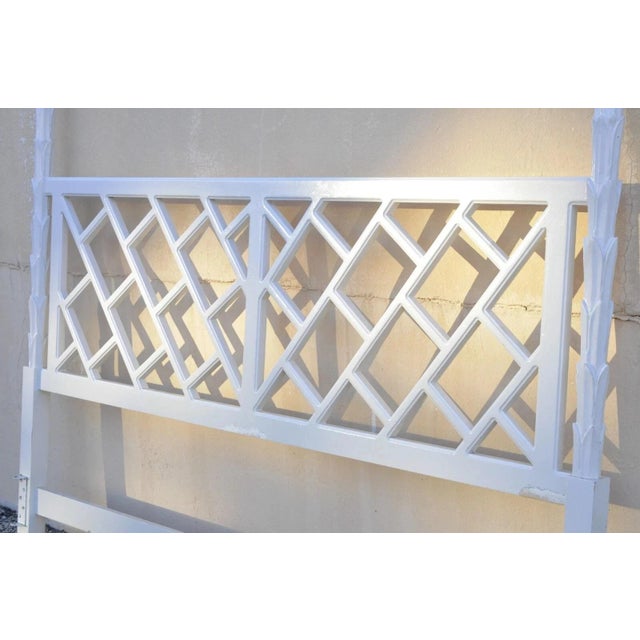Hollywood Regency Vintage Hollywood Regency Faux Bois Bamboo Fretwork Tall Post King Bed Headboard For Sale - Image 3 of 11