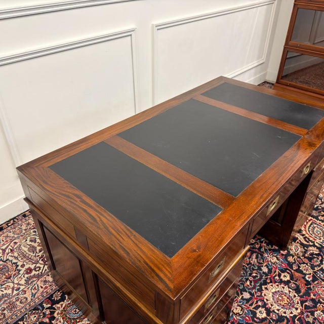 Classic English Desk with Black Leather For Sale - Image 15 of 18
