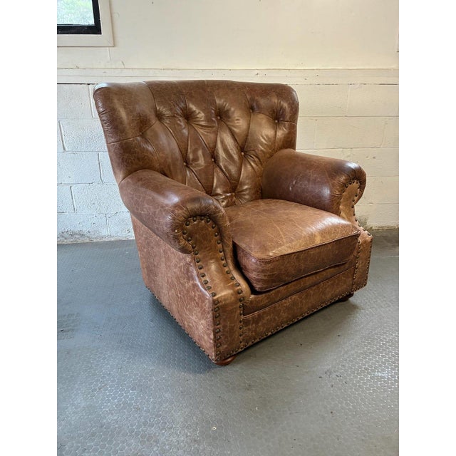 Mid-Century Modern Vintage Leather Library Lounge Chair For Sale - Image 3 of 9