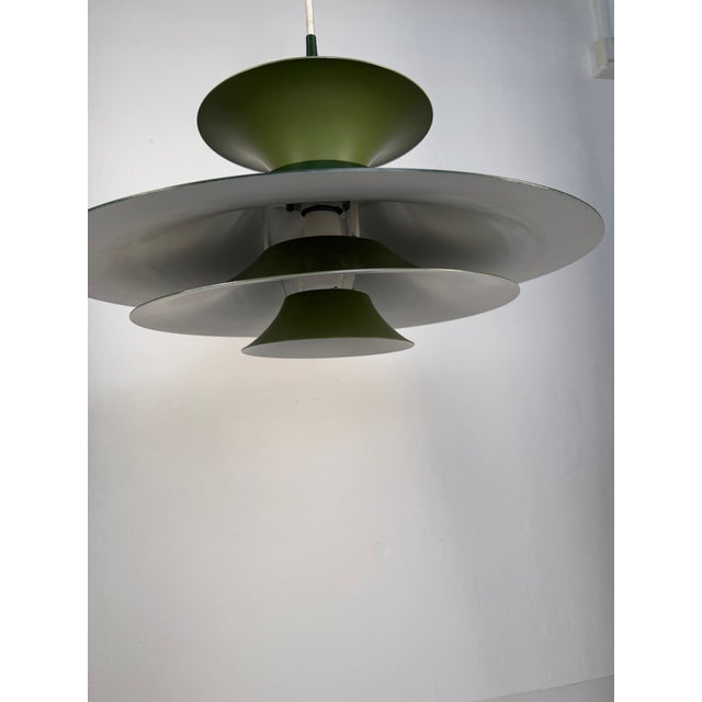 1970s Radius Pendant Lamp in Dark Green by Erik Balslev for Fog & Mørup, Denmark, 1970s For Sale - Image 5 of 9