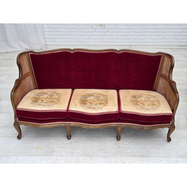 Danish 3-Seater Sofa in Velour, Ash and Mesh, 1950s For Sale - Image 11 of 18