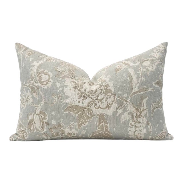 French Blue & Fawn Gray Designer Pillows — 14" X 20" For Sale