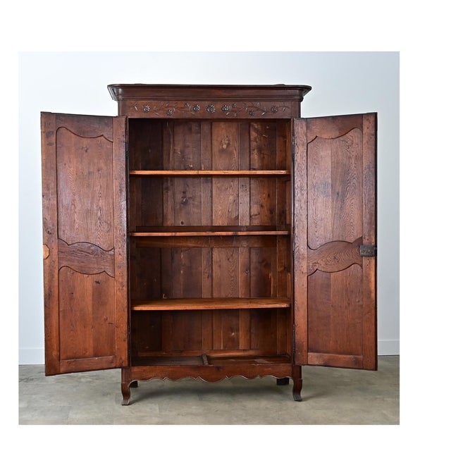 French 19th Century Louis XV Style Carved Oak Armoire For Sale - Image 11 of 15
