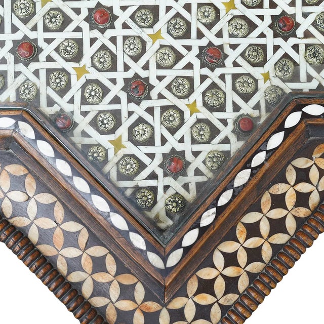 1900 - 1909 Share Moroccan Wood, Mop & Bone Inlaid Table For Sale - Image 5 of 7