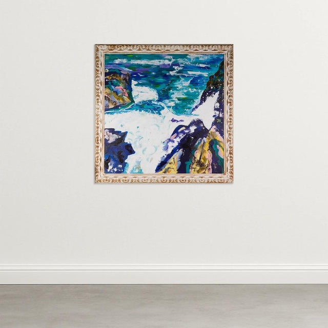 Title: Vibrant Expressive Seascape: Large Framed Study on Canvas Artist: Antoni Ferrer Palero (Cullera, Valencia, 1948)...