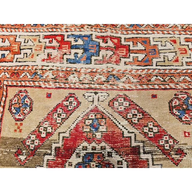 19th Century Handwoven Anatolian Village Area Rug, Wool, Vegetable Dyed' 4' x 5' For Sale - Image 4 of 18