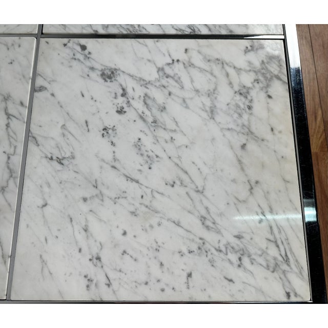 1970s Chrome & White Modern Marble Coffee Table Attributed to the Pace Collection For Sale - Image 11 of 12