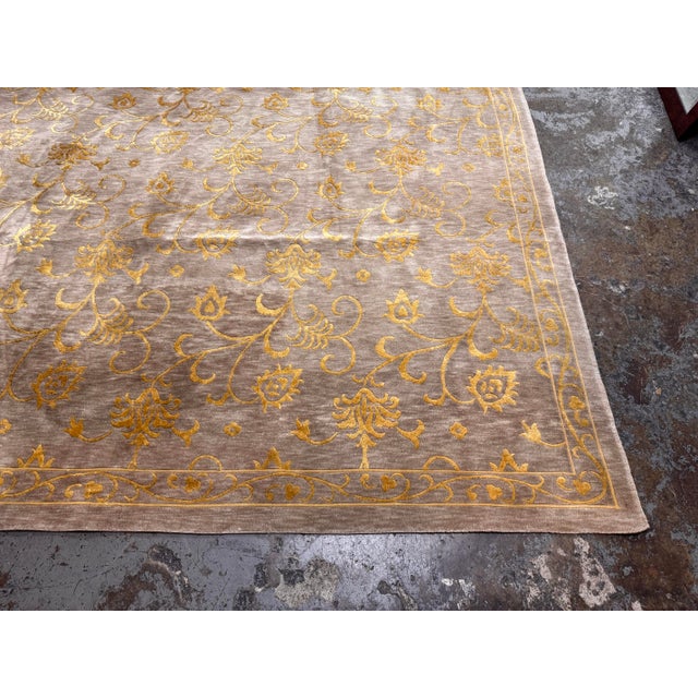 9ft X 12ft Floral Vine Pattern Wool + Silk Area Rug For Sale - Image 11 of 12