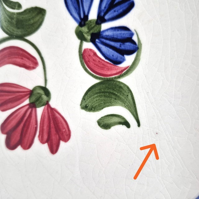 1940s Hand Painted Vintage Blue Ridge Plate: "Tumbling Petals" From Southern Potteries Usa For Sale - Image 10 of 14