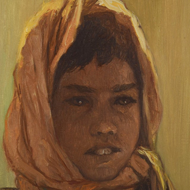 Realism Framed Signed William Weintaraub Oil on Canvas "Beduin Boy" For Sale - Image 3 of 14