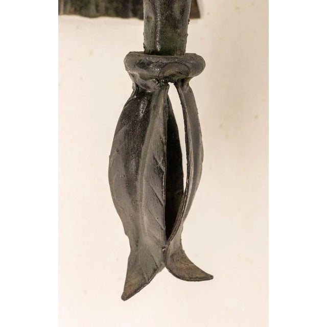 Metal Amber Glass & Wrought Iron Outdoor Sconces, France, 1960, Set of 2 For Sale - Image 7 of 9