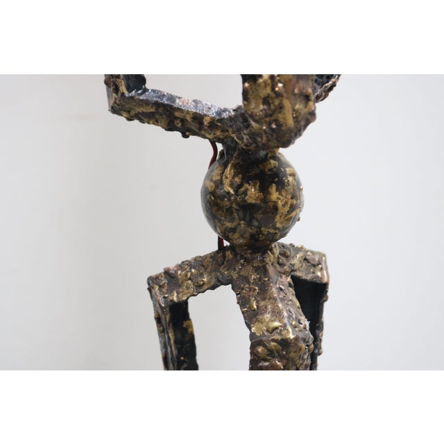 Dutch Brutalist Hand-Crafted Floor Lamp in Brass and Metal, 1980 For Sale - Image 6 of 12