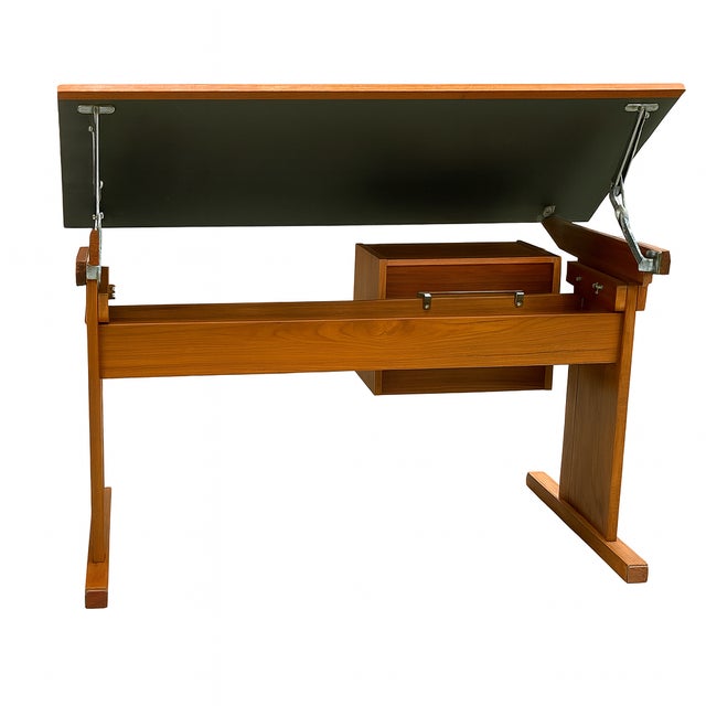 Mid-Century Modern Danish Modern Trekanten “Variant” Drafting Desk – Adjustable Teak Workstation – Made in Denmark For Sale - Image 3 of 4