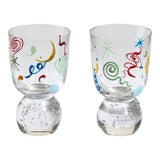 Misette Celestial Hand-Painted Bubble Glass Tumblers Set of 2, Multicolor For Sale