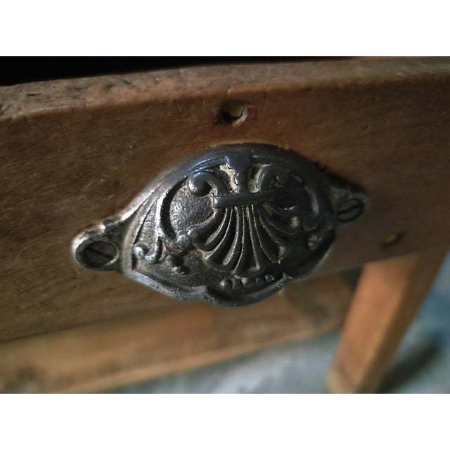 Antique Cherry Wood Kitchen Island Work Table with Drawers, 1890s For Sale - Image 17 of 18