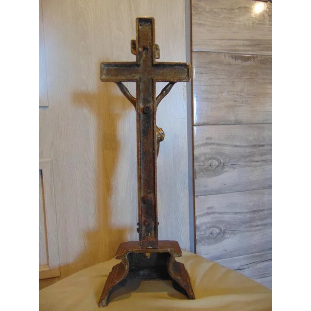Art Nouveau Brass Standing Cross, 1890s For Sale - Image 4 of 11
