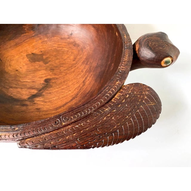 Rustic Vintage Island Wood Carved Turtle Bowl For Sale - Image 3 of 13