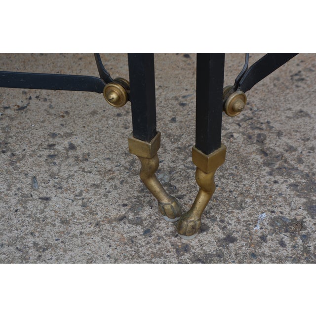 1970s Neoclassical Green Marble Top / Brass Lions / Paw Feet Metal Coffee Table & End Table Set For Sale - Image 10 of 18