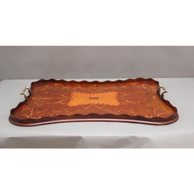 Late 19th Century Antique Inlaid Mahogany Tray, 1880 For Sale - Image 5 of 8