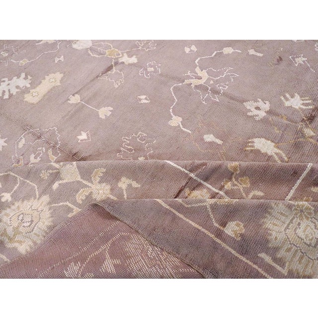 Galerie Shabab Collection Early 20th Century Turkish Oushak Large Room Size Rug in Mauve For Sale - Image 9 of 10