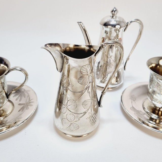 Art Nouveau Alpaca Silver Coffee Service, 1890s, Set of 7 For Sale - Image 5 of 18