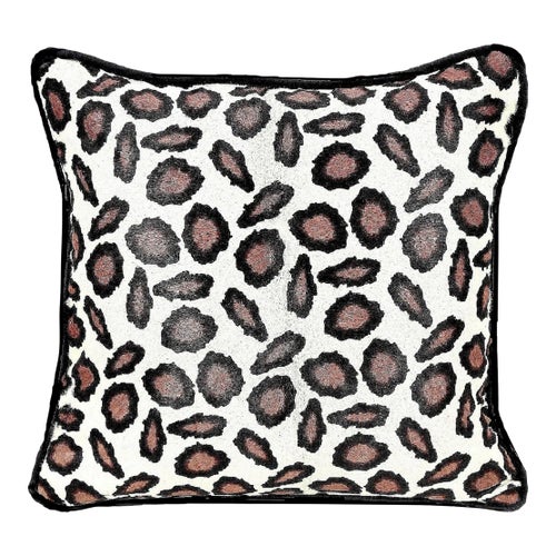 Animal Skin Scalamandre-Style Hair on Hide Pillow With Piping