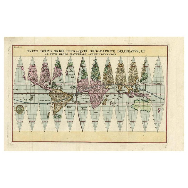 Antique map titled 'Typus Totius Orbis Terraquei Geographice Delineatus, Et Ad Usum Globo Materiali Superinducendus'....