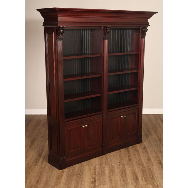 High Quality American Made Penwood Furniture Traditional Mahogany Finished Maple Bookcase Cabinet. Features Crown Molding,...