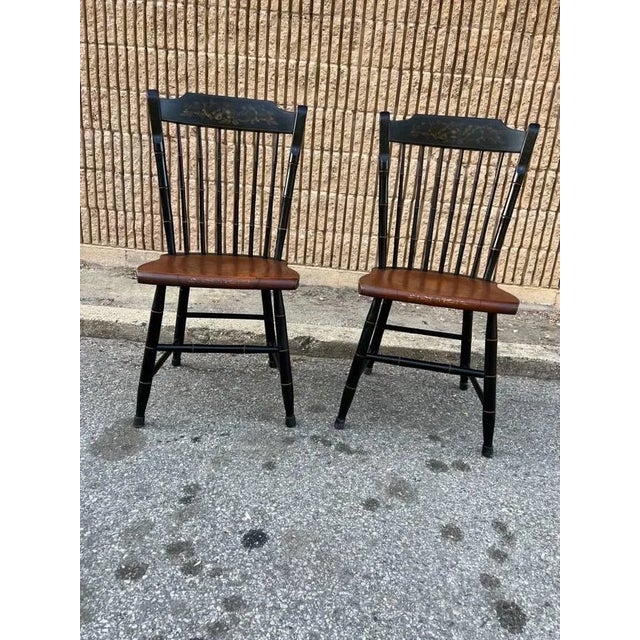 1960s Pair Hitchcock Stencil Side Chairs For Sale - Image 12 of 12