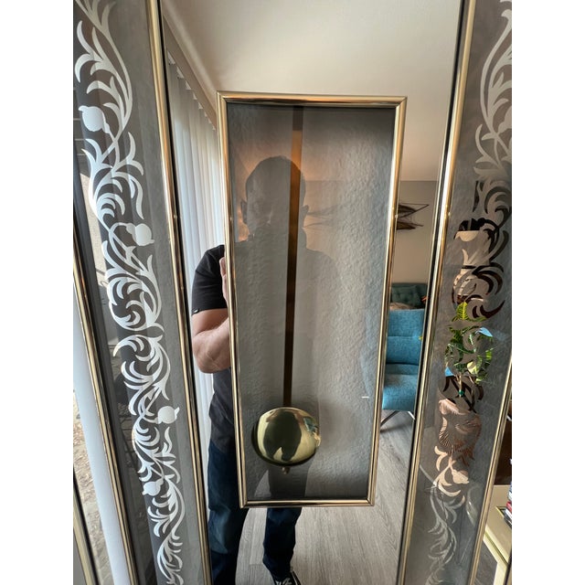Silver Vintage Postmodern 1980s Art Deco Pendulum Brass Mirror Clock For Sale - Image 8 of 11