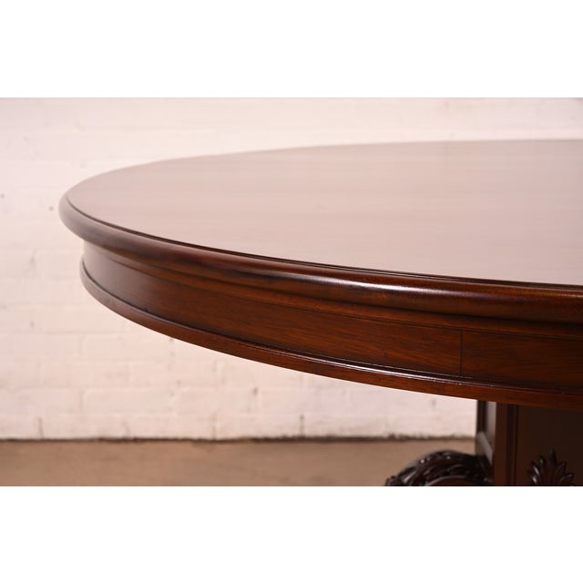 Brown R. J. Horner Style Antique Victorian Carved Mahogany Pedestal Dining Table, Newly Refinished For Sale - Image 8 of 12