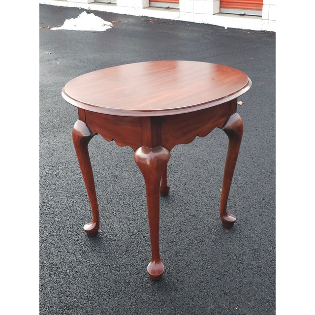 Wood Late 20th Century Henkel Harris Wild Black Cherry Queen Anne Style Side Table For Sale - Image 7 of 12