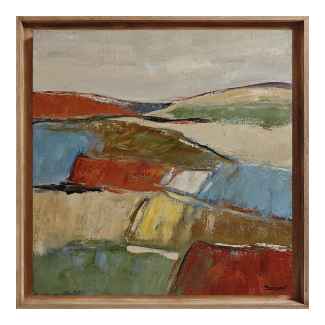 Towards the Clearing – Abstract Landscape, Original Oil Painting Framed by Sophie Dumont For Sale