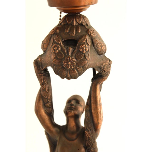 Art Deco VTG 1920's Art Deco Joan of Arc Table Lamp by La Belle W/ Glass Globe For Sale - Image 3 of 17