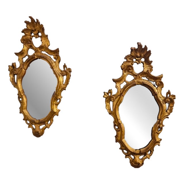 Antique Venetian Gilded Mirrors, 1870, Set of 2 For Sale