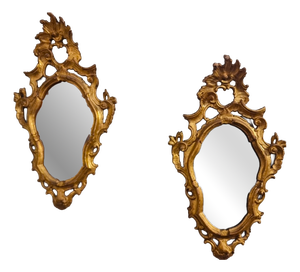 Antique Venetian Gilded Mirrors, 1870, Set of 2
