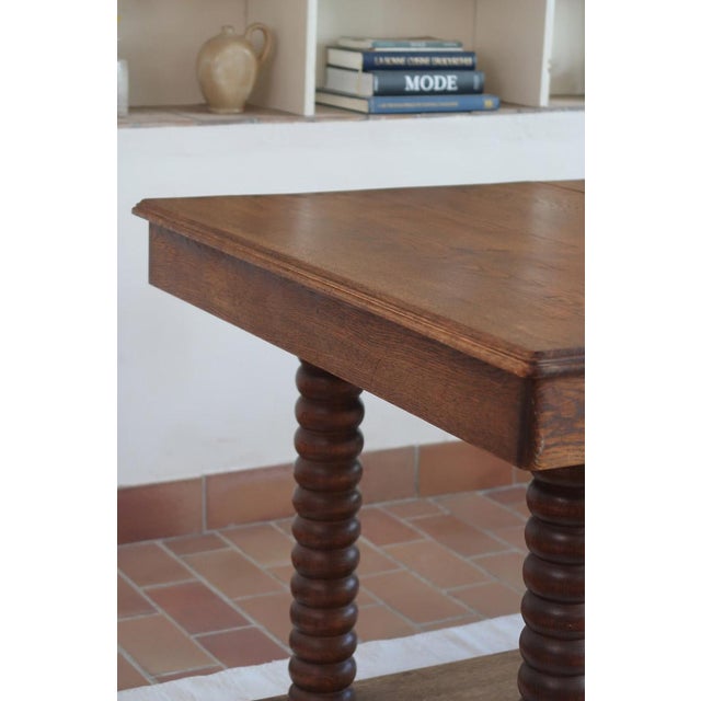 French Art Deco Dining Table in Oak with Turned Bobbin Legs, 1930s For Sale - Image 10 of 13