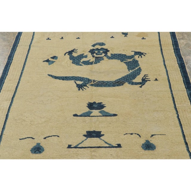 Traditional Antique Chinese Wool Rug by Rug & Kilim, Dragon Pictorials, 1920-1929 For Sale - Image 3 of 7