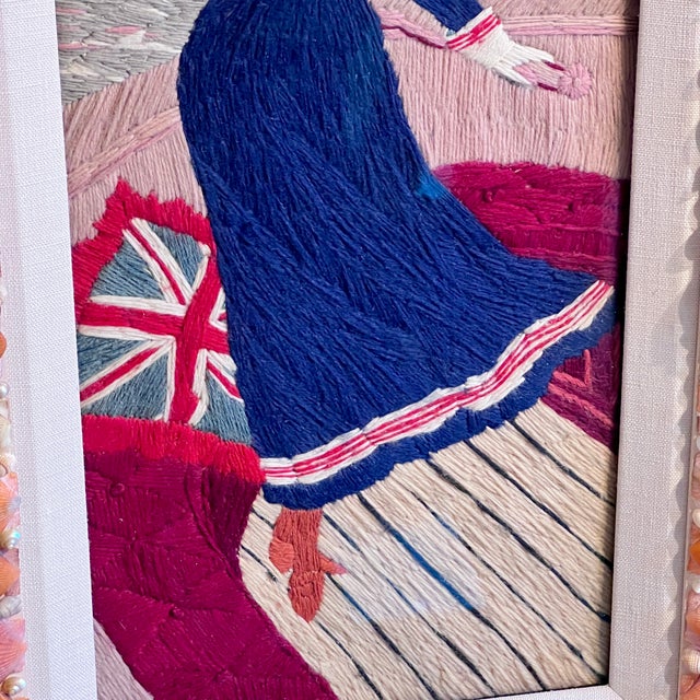 Textile Antique Edwardian Woolie with Sailor Girl Woolwork, 1890s For Sale - Image 7 of 10