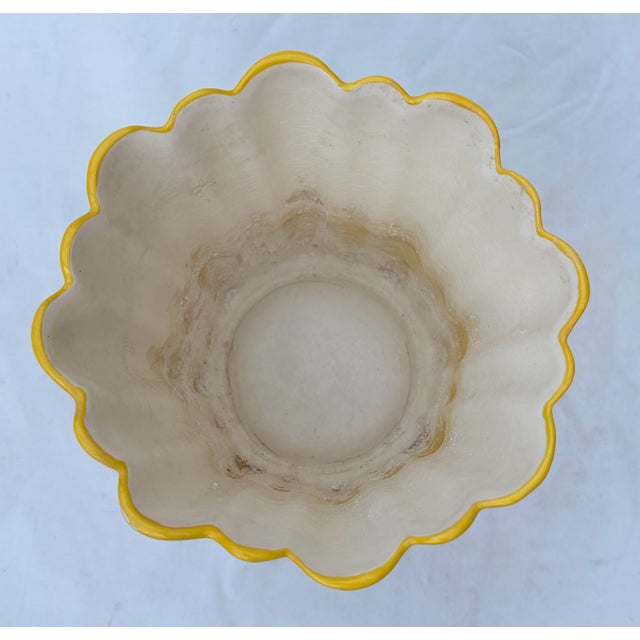 Ceramic Mid-Century Modern Vee Jackson Yellow Floral Ceramic Cachepot Planter, Signed by Artist For Sale - Image 7 of 9