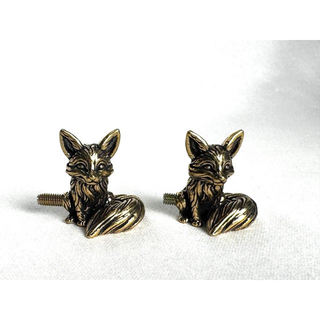 This petite pair of fox figurative brass knobs will definitely update a small cabinet or box. Consisting of solid brass...