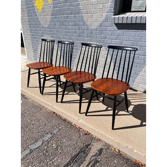 Mid-Century Modern Set of 4 Fanett Dining Chairs in the Style of Ilmari Tapiovaara, Circa 1960 For Sale - Image 3 of 13
