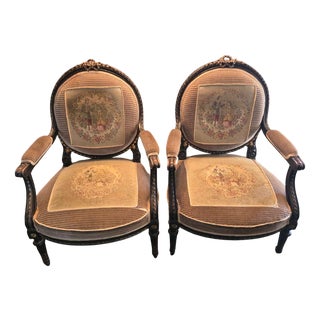 Antique Louis XVI Armchairs, 1890s, Set of 2 For Sale