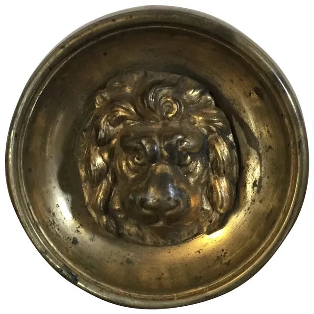 Antique Early 19th Century English Regency Gilt Brass Drapery Tie Back with Lion Mask For Sale - Image 13 of 13