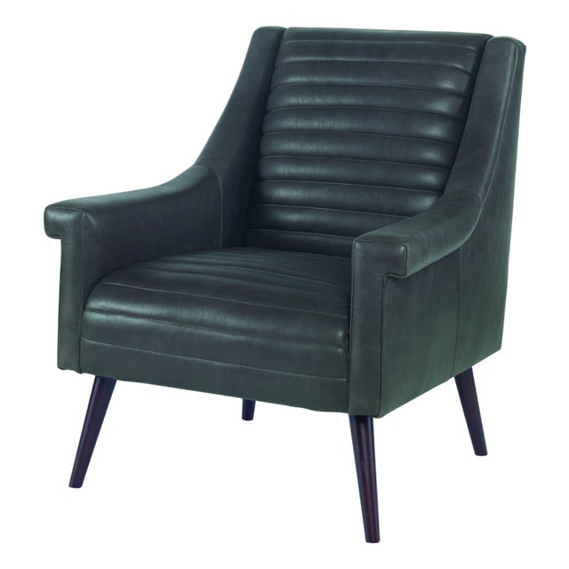 Century Furniture Vinton Chair, Coal Leather For Sale