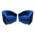 Blue Velvet & Brass Swivel Chairs in the Style of Milo Baughman - A Pair For Sale