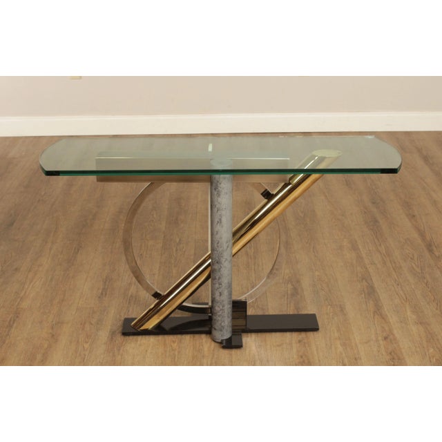 Kaizo Oto For Design Institute of America Post Modern Mixed Metal Console Table For Sale In Philadelphia - Image 6 of 13