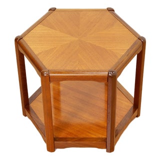 1960s Mid Century Danish Teak Octagonal Coffee Side Table For Sale