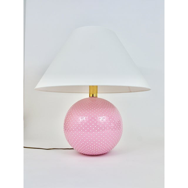 Rosé Pastel Polka Dot Sphere Table Lamp in Ceramic & Brass from Studio Paf Milano, 1970s For Sale - Image 14 of 18